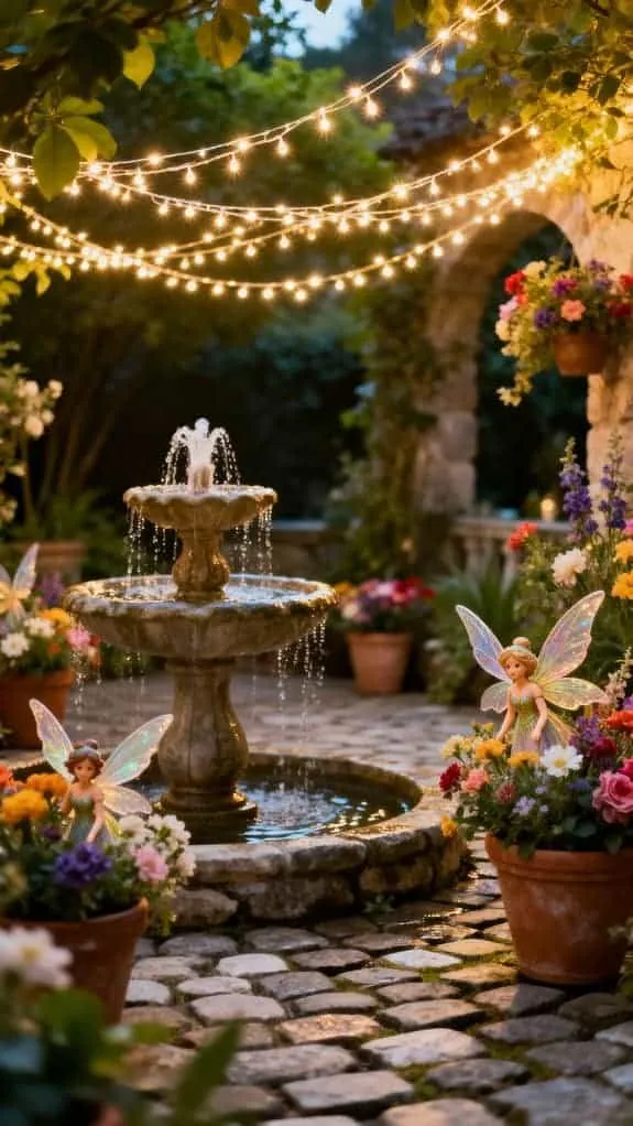 whimsical stone courtyard oasis