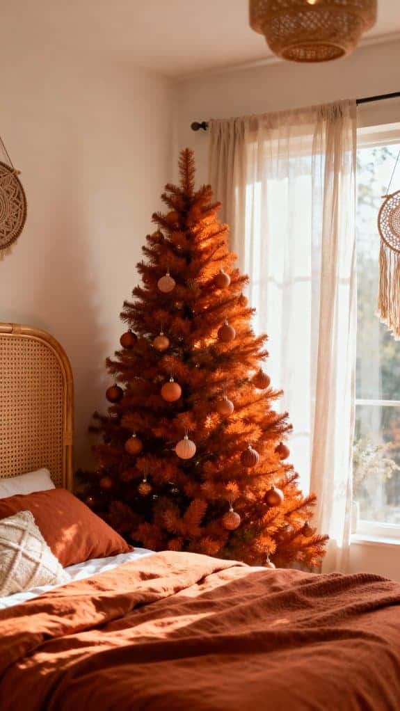 boho bedroom with warm accents