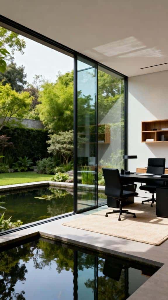 calm glass walled office