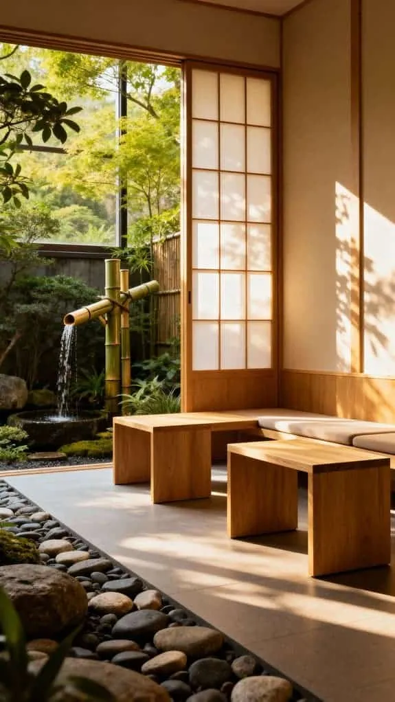 calm low wood seating