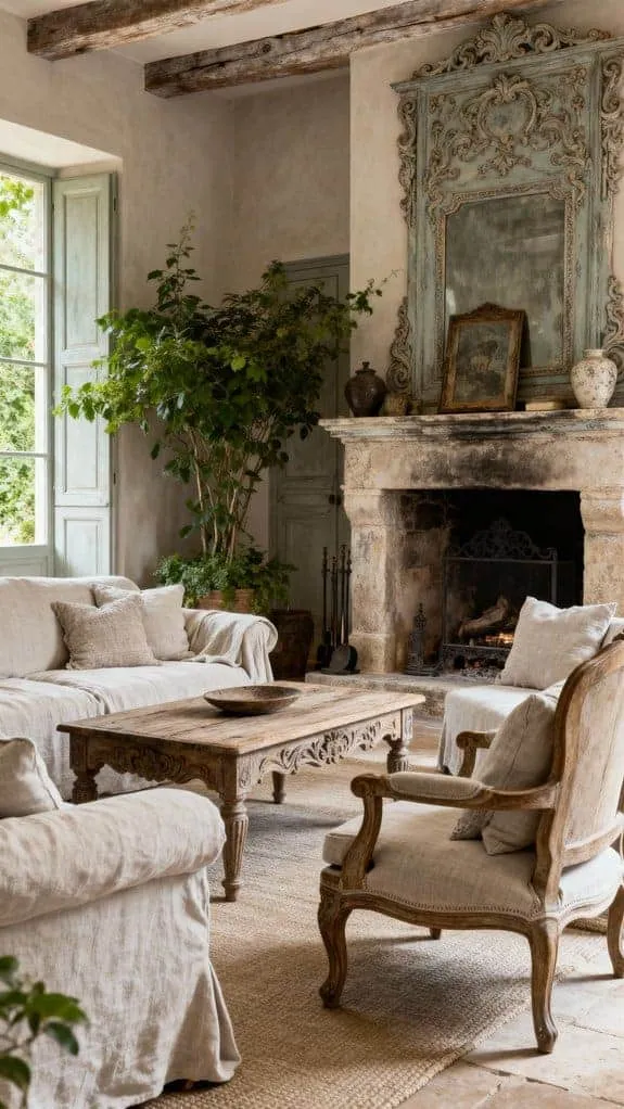 carved furniture adds warmth