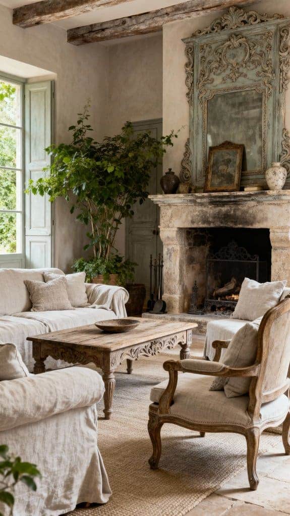 carved furniture adds warmth