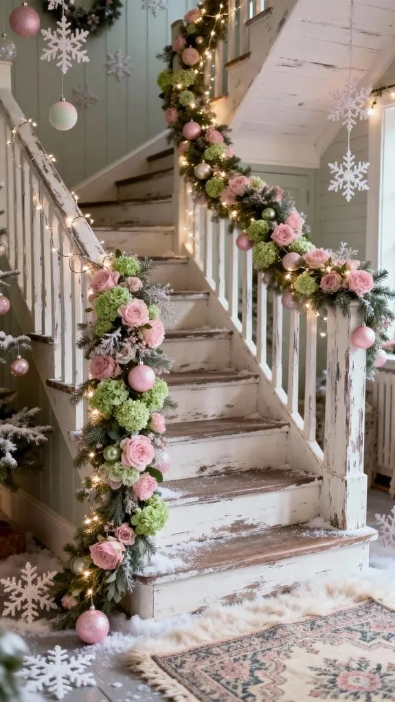 charming pastel holiday staircase