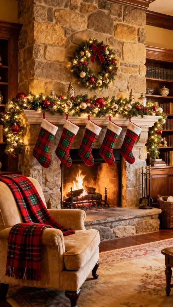 classic holiday fireplace scene