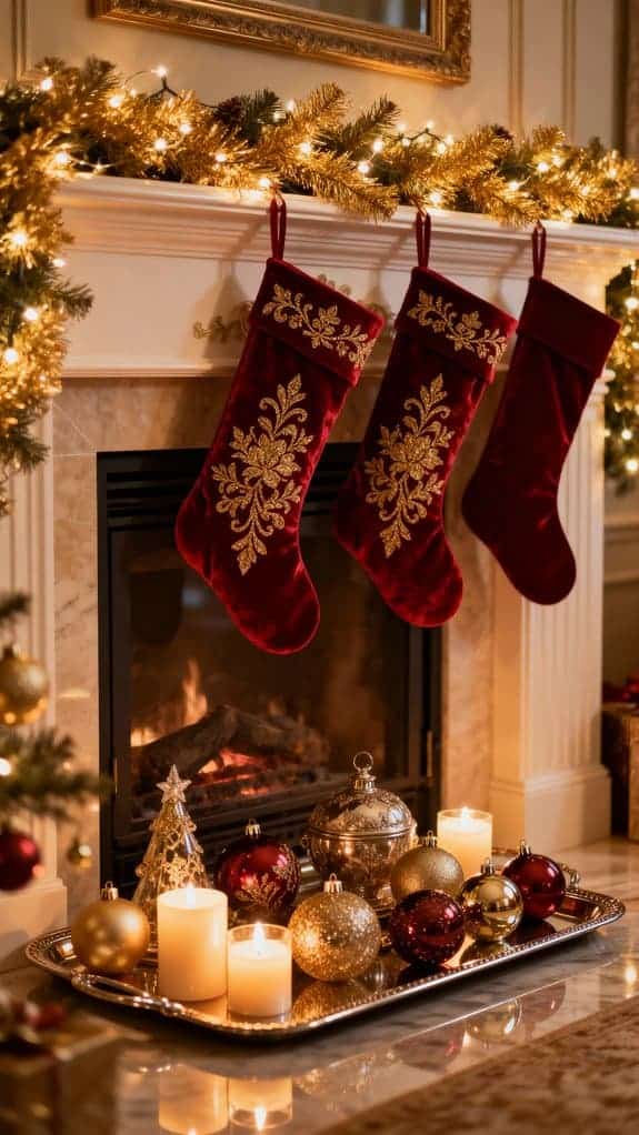 classic red gold mantel