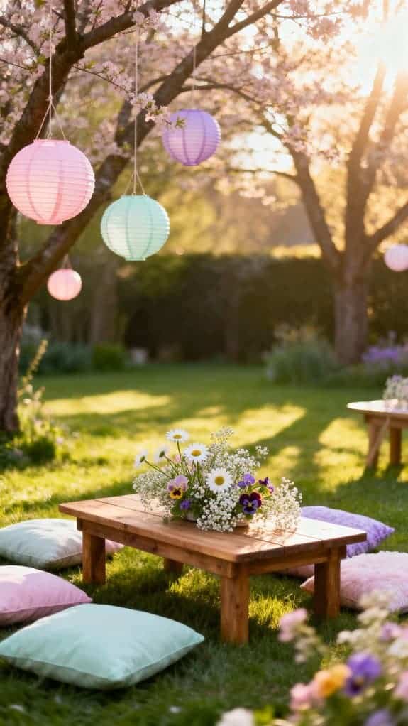 cozy backyard picnic setup