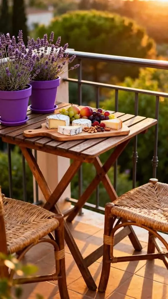 cozy balcony dining setup
