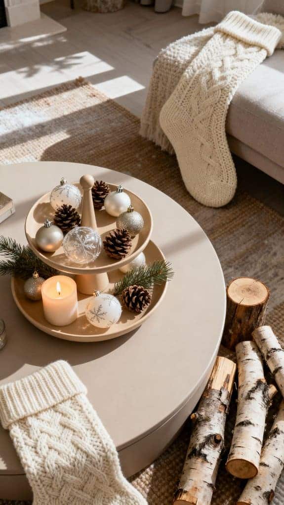 cozy beige tiered tray