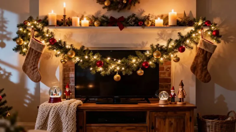 cozy christmas tv decor ideas