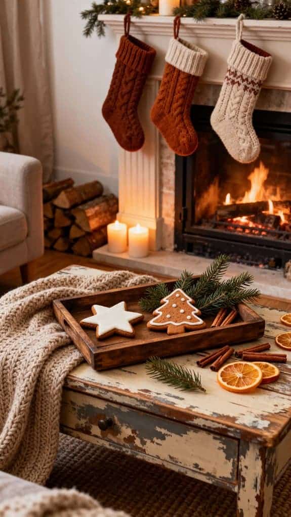 cozy cottage fireplace scene