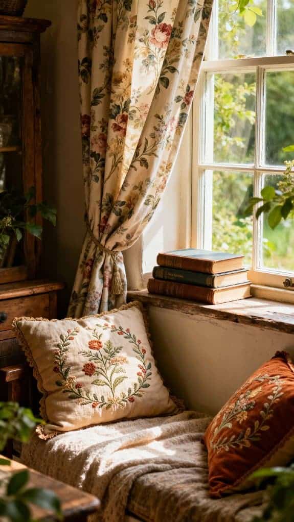 cozy floral reading nook