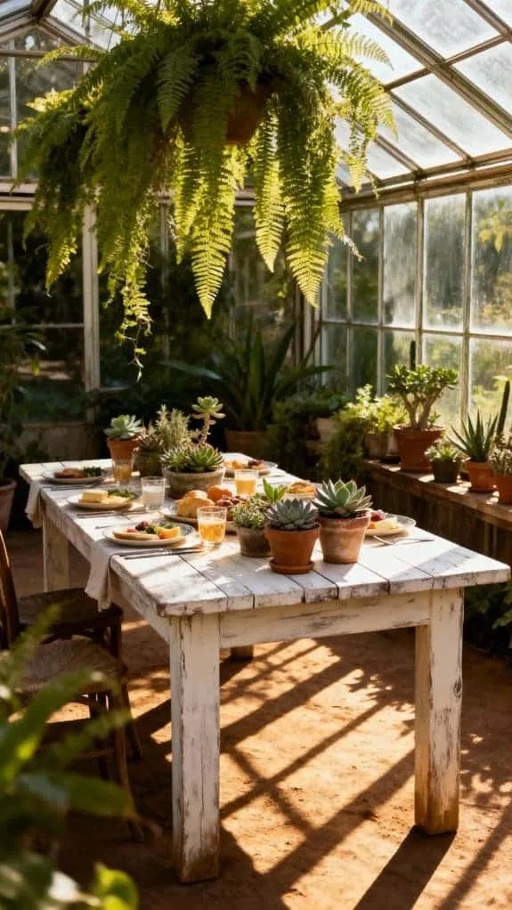 cozy greenhouse brunch vibes
