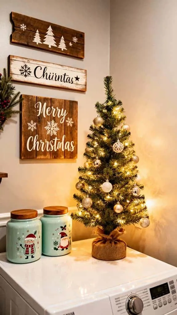 cozy holiday laundry decor