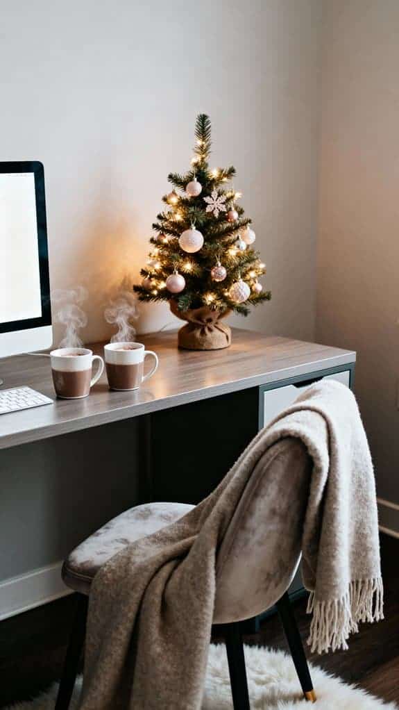 cozy holiday workspace decor