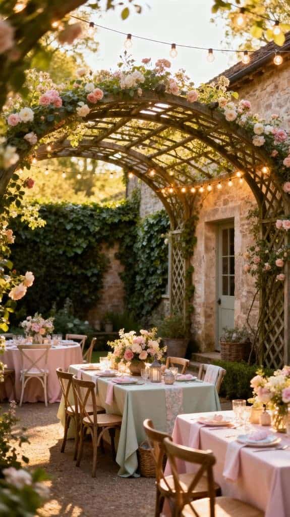 cozy ivy covered courtyard lights