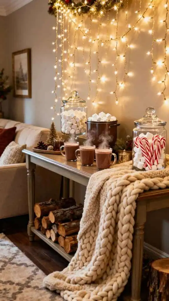 cozy living room cocoa station