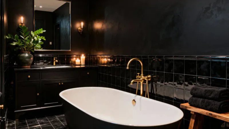 cozy luxurious dark bathrooms