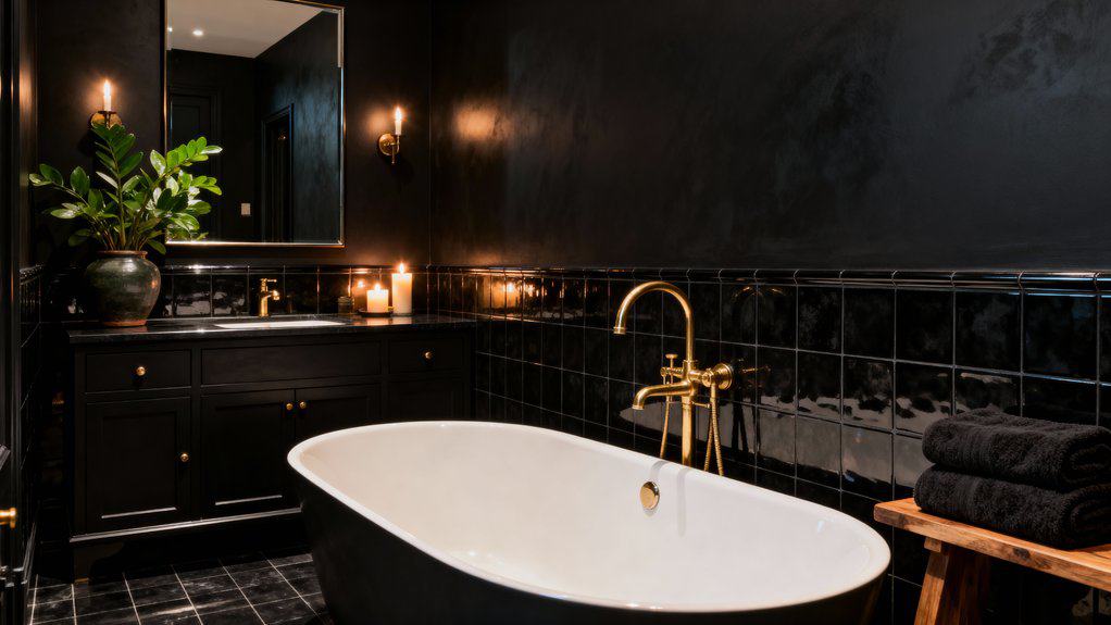 cozy luxurious dark bathrooms