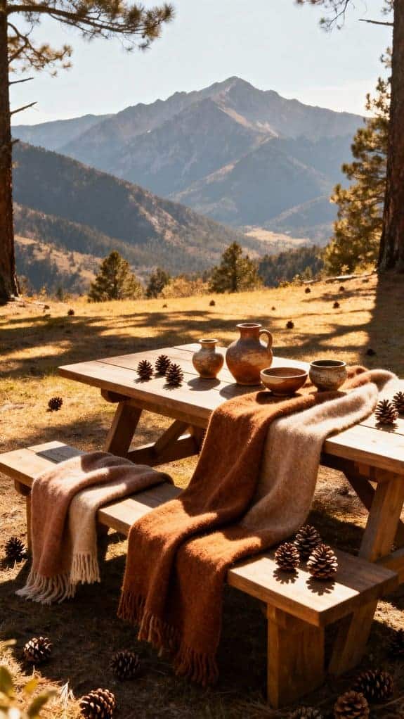 cozy mountain picnic setup