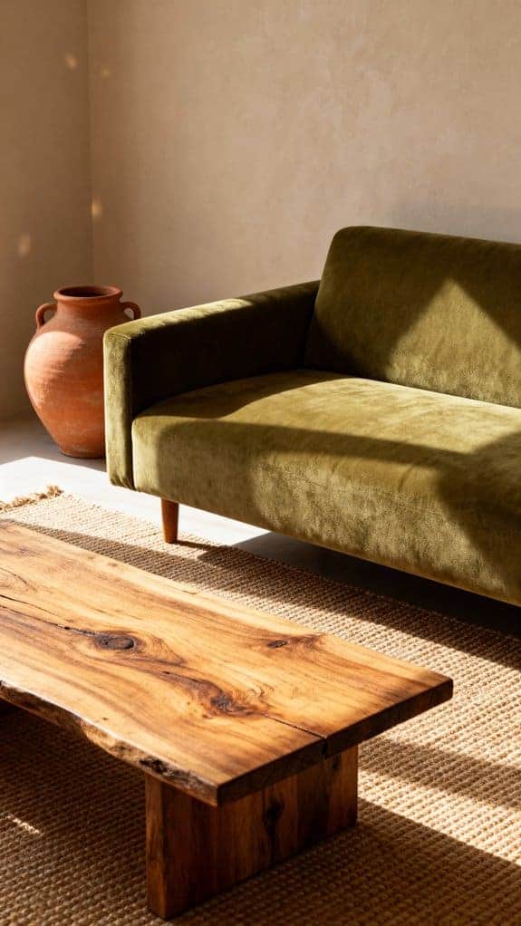 cozy olive green living room