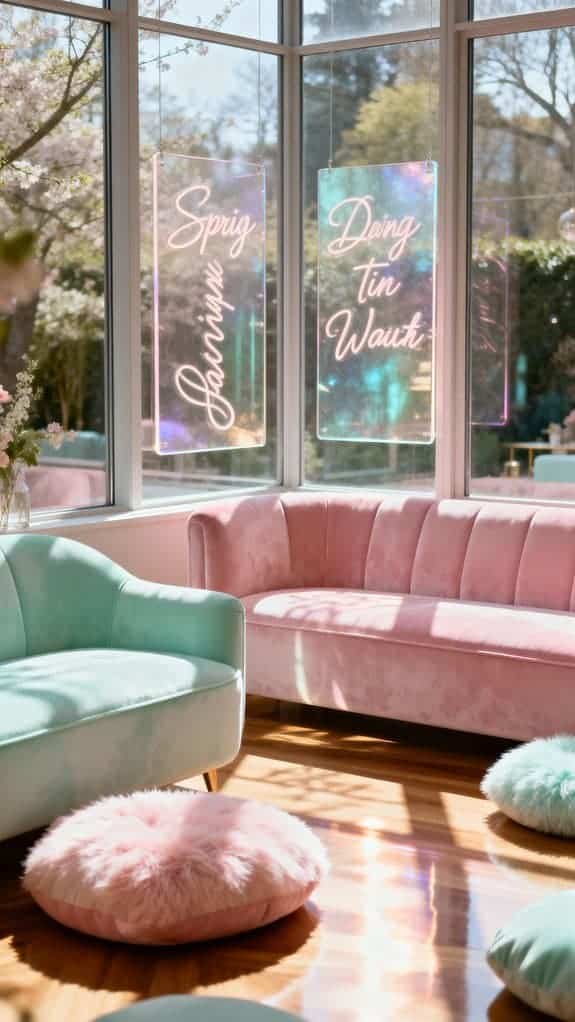 cozy pastel lounge atmosphere