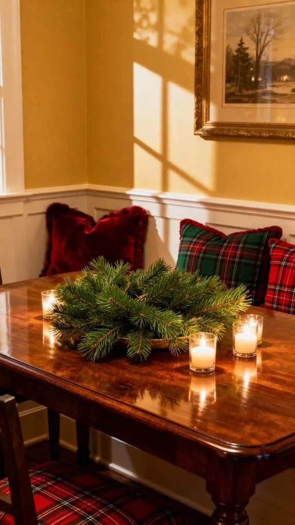 cozy plaid candlelit dining