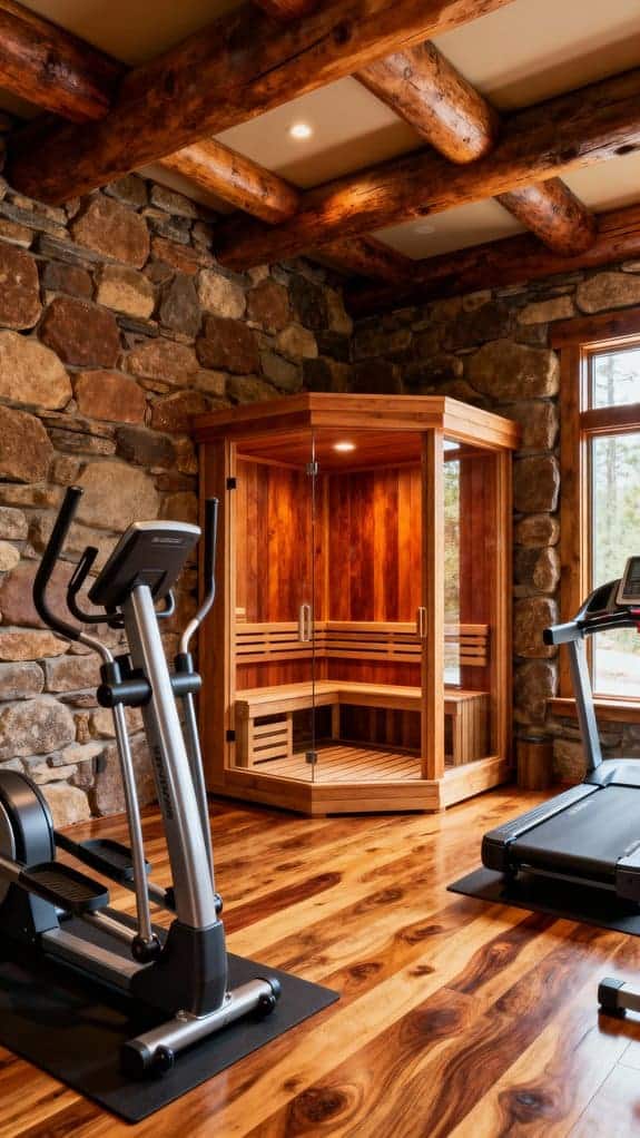 cozy rustic lodge gym