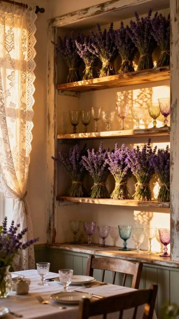 cozy shelves with lavender