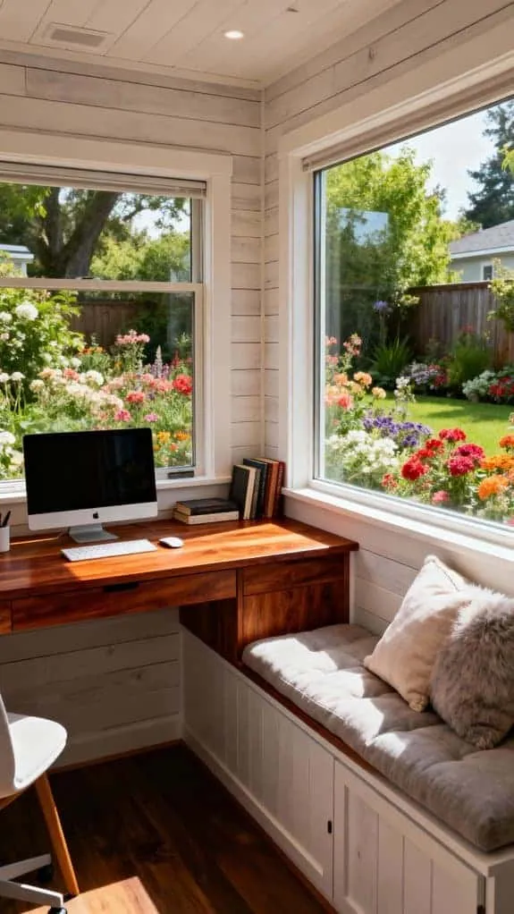 cozy shiplap backyard office