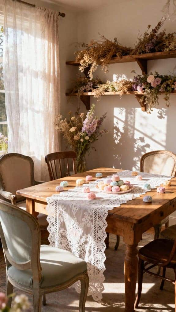 dried florals and lace