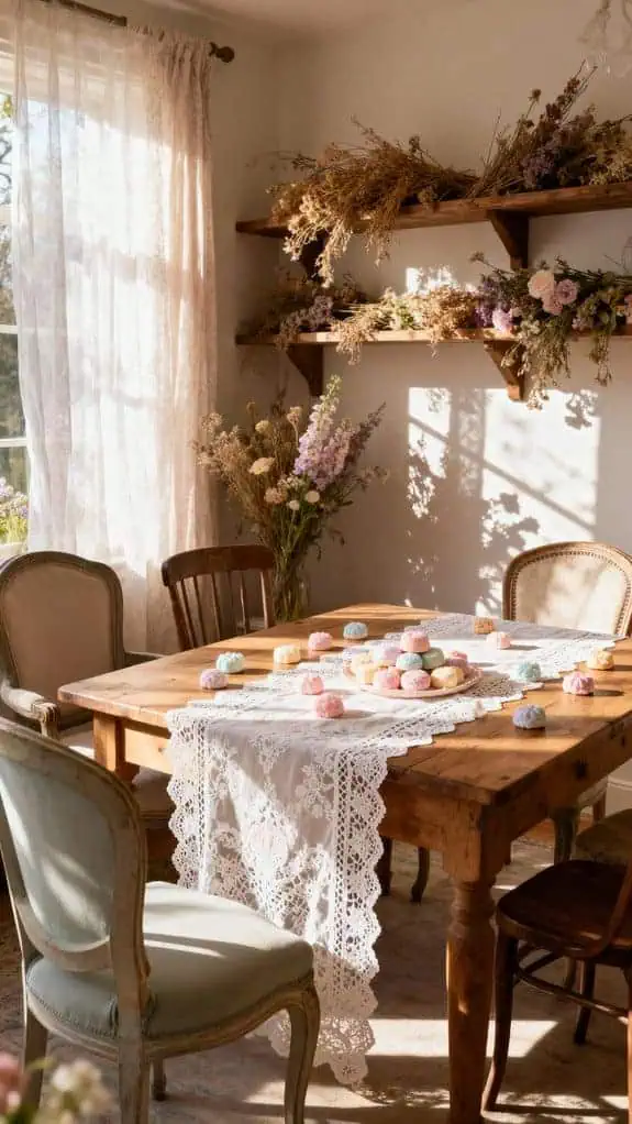 dried florals and lace