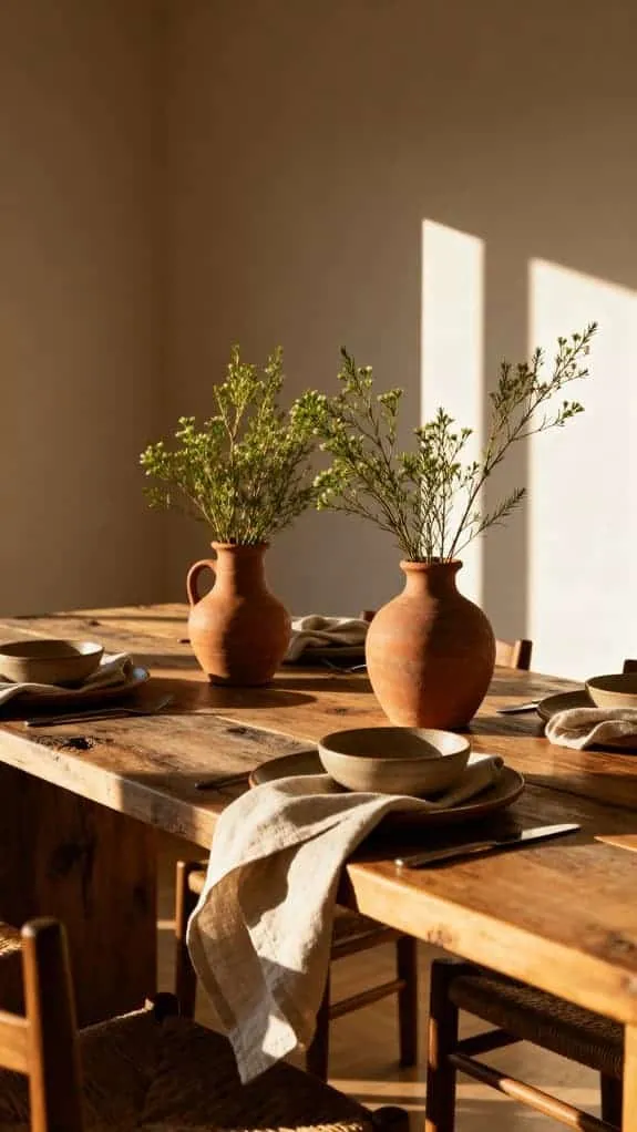 earthy cozy dining aesthetic