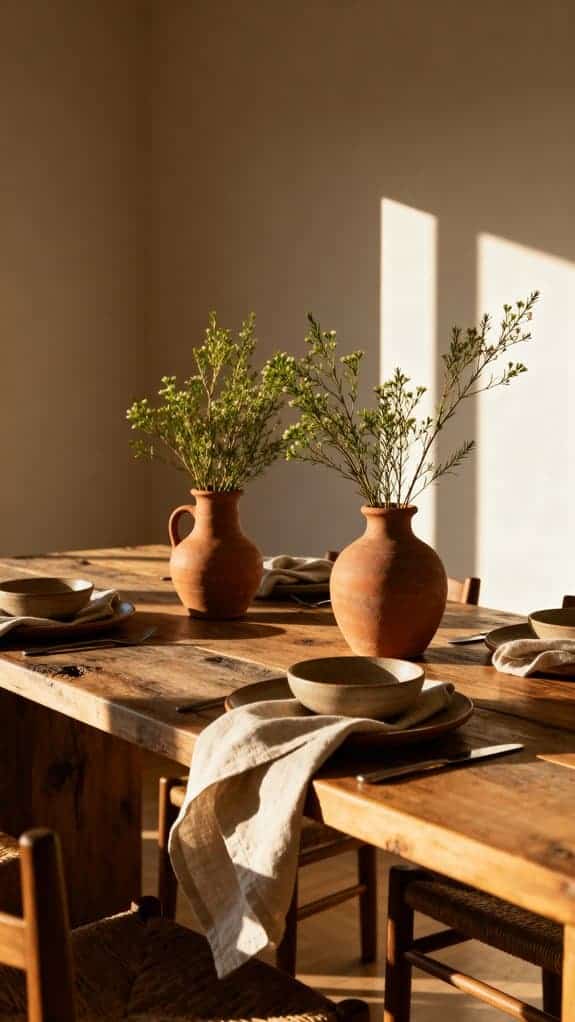 earthy cozy dining aesthetic