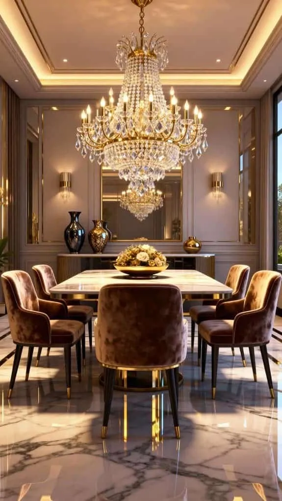 elegant crystal chandelier dining