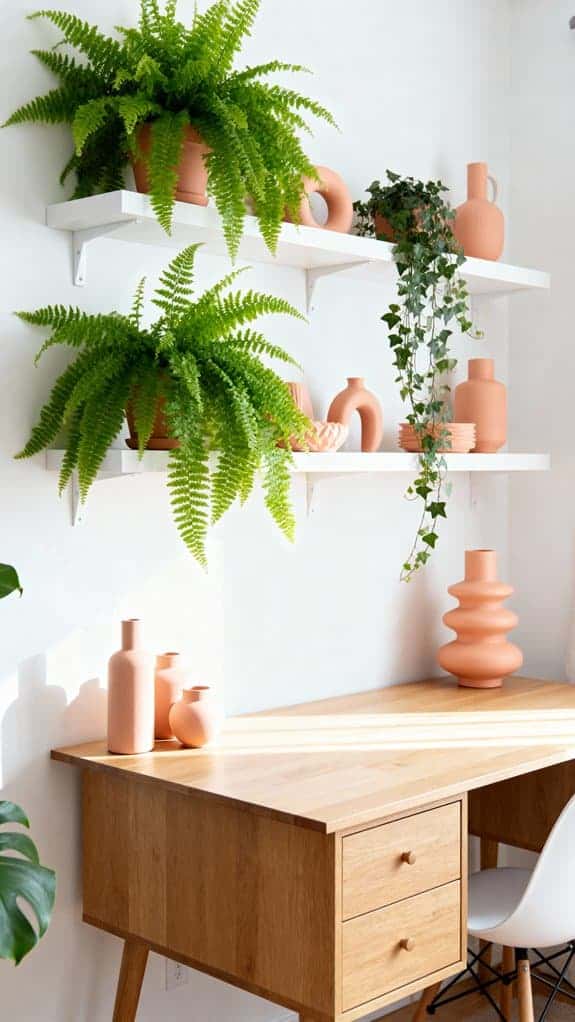 ferns and peach decor