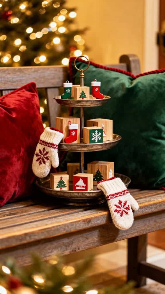 festive entry bench decor