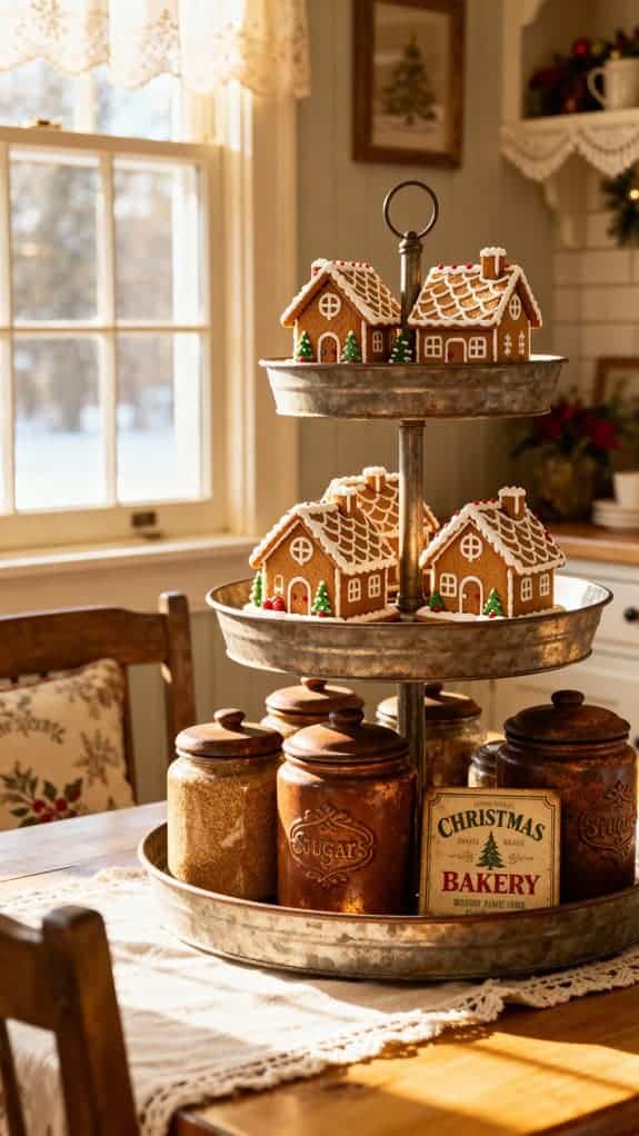 festive gingerbread house display
