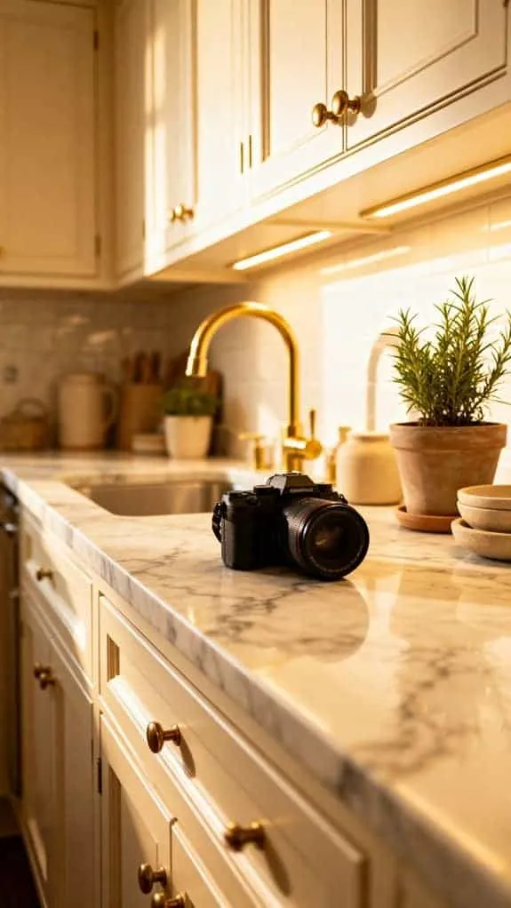 ivory cabinets brass fixtures