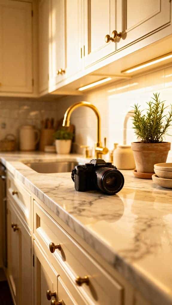 ivory cabinets brass fixtures