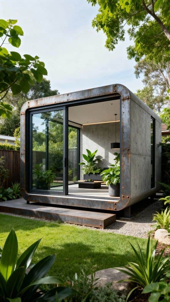 modern concrete office pod