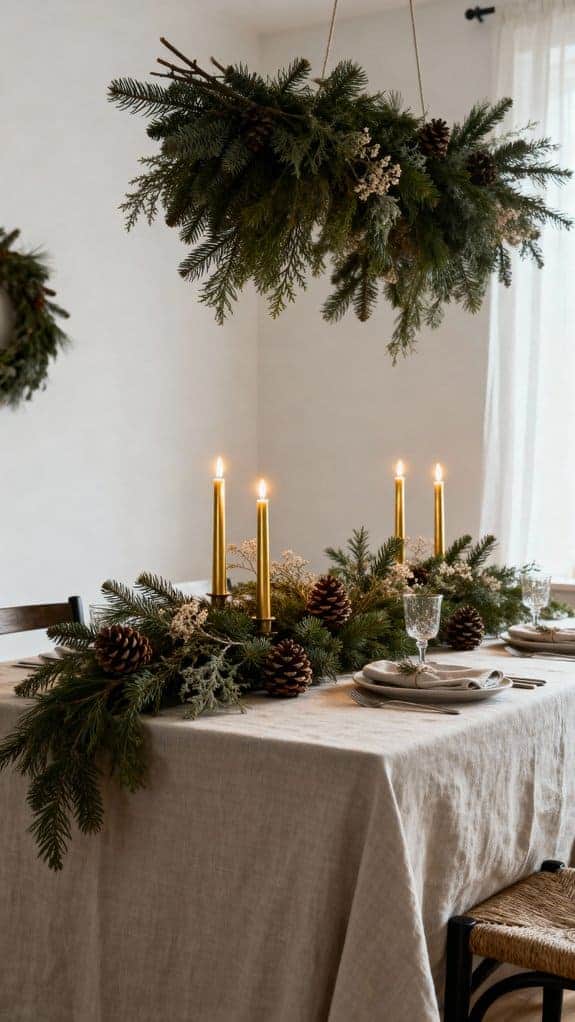 neutral linen table centerpiece