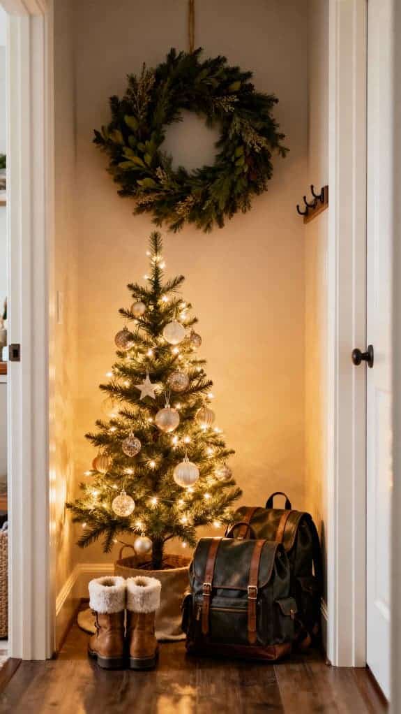 petite tree in mudroom
