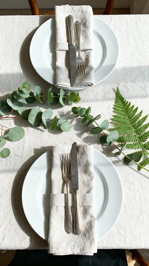 scandinavian table simplicity and greenery