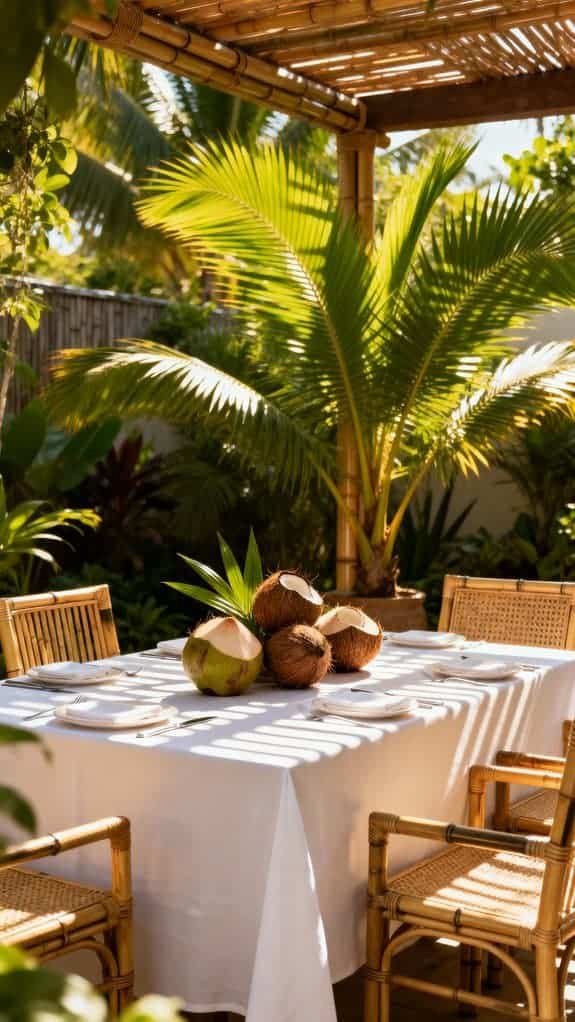 tropical outdoor party setup