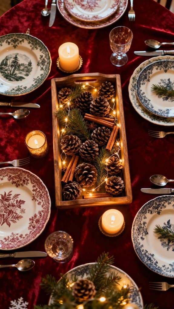 vintage mismatched china tablescape