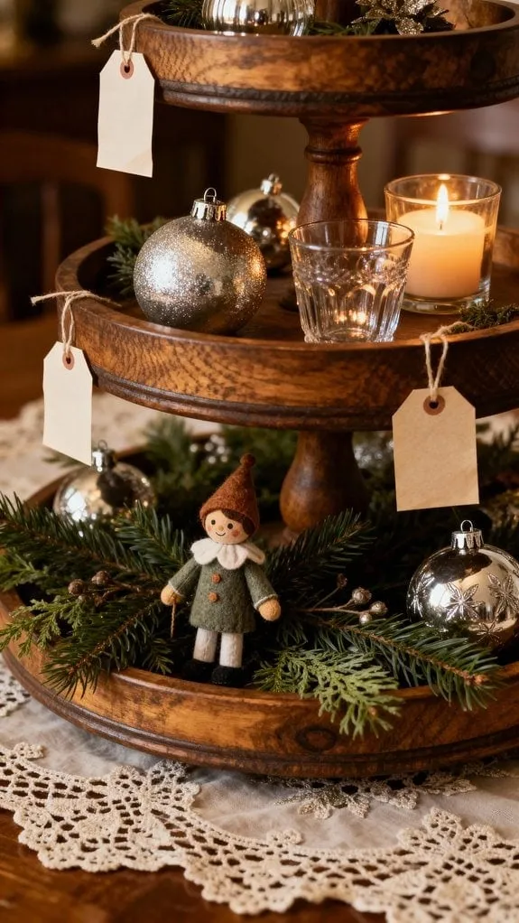 vintage tiered tray decor
