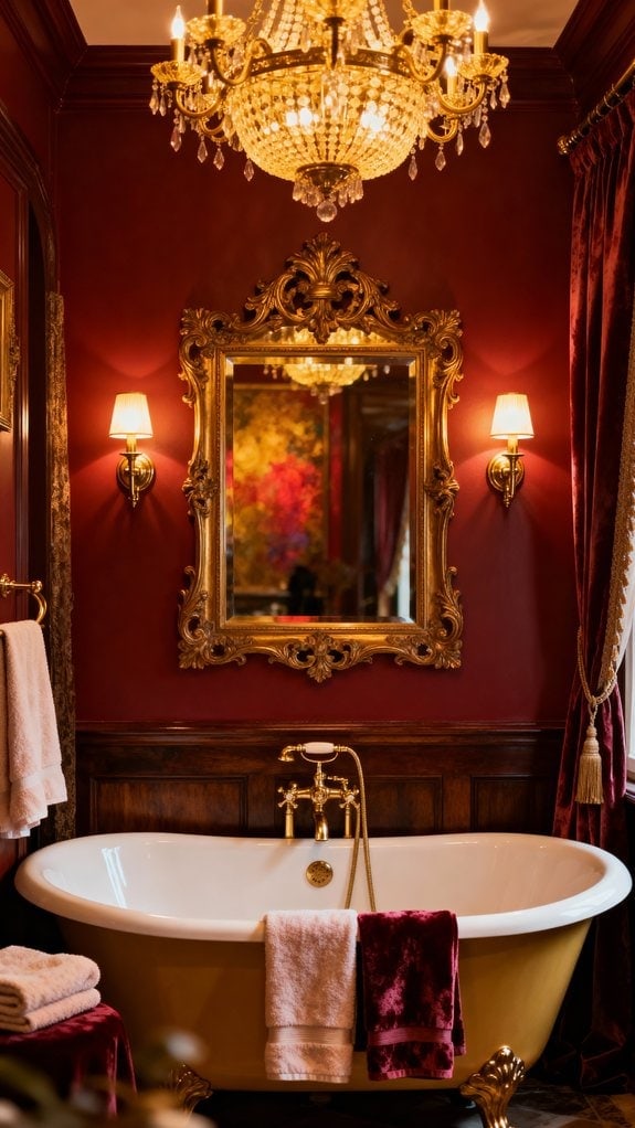 warm mahogany red bathroom charm