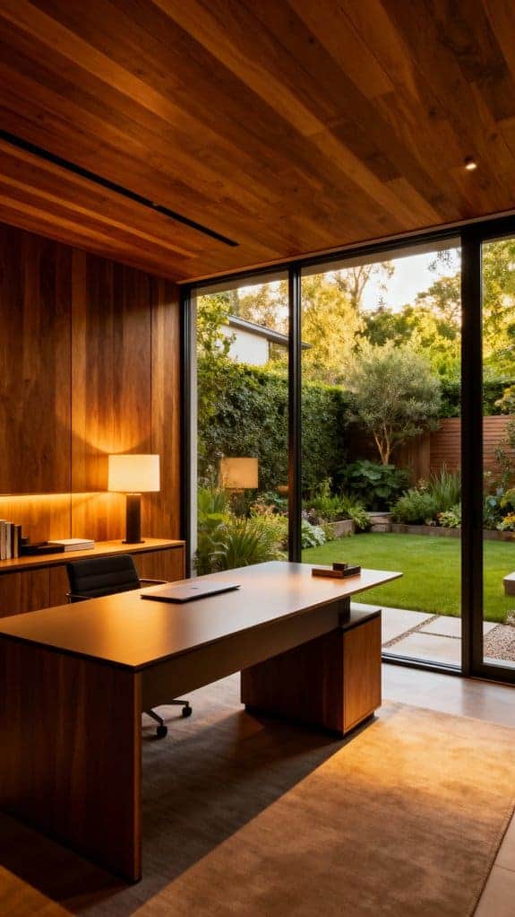 warm wooden office oasis