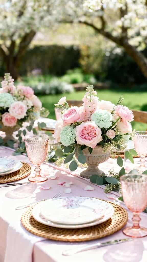 wicker chargers enhance tablescape