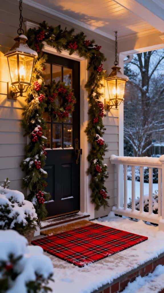 winter porch holiday decor